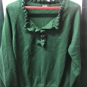 BTFBM Green Ruffled Women's 7 Button Sweater size Large
